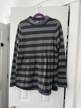 We The Free Gray & Charcoal Striped Long Sleeve Tunic